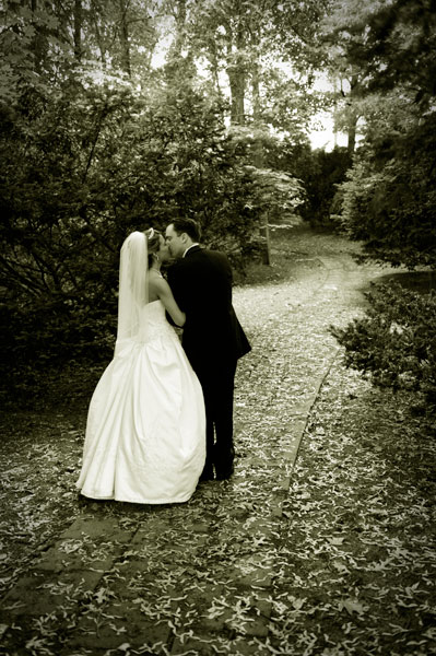 Jen and Dan enjoying a walk in the woods